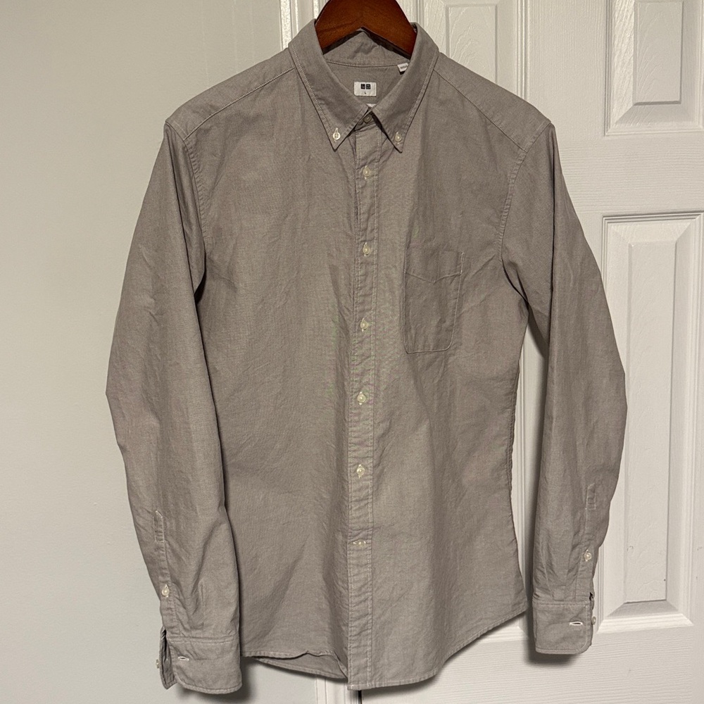 Uniqlo Oxford Slim Fit Gray Shirt Large L